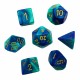 Set de 7 dés Gemini - bleu-sarcelle/or