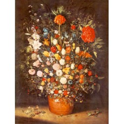 Pieter Breughel l'Ancien - Fleurs dans un pot en bois