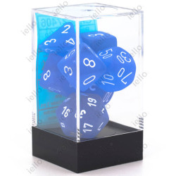 Set de 7 dés Frosted - Bleu/Blanc