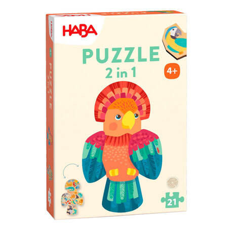 Puzzle en bois 2 en 1 : Perroquet