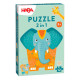 Puzzle en bois 2 en 1 : Eléphant