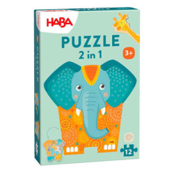 Puzzle en bois 2 en 1 : Eléphant