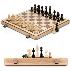 Jeu d'Echecs, coffret en Hêtre