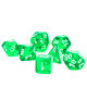 Set de 7 dés Transparent - vert/blanc