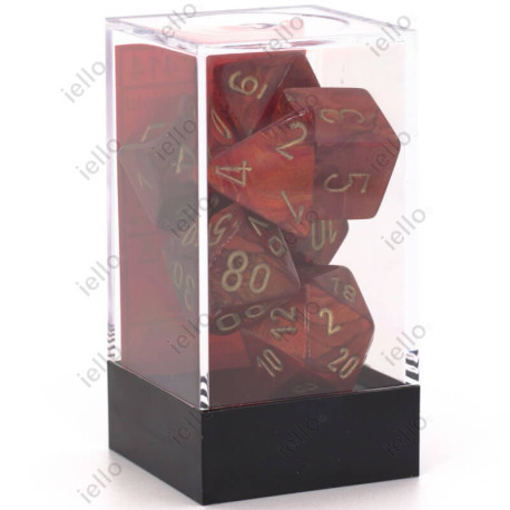 Set de 7 dés Scarab - écarlate/or
