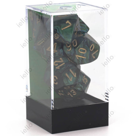 Set de 7 dés Scarab - jade/or