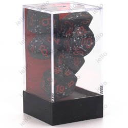 Set de 7 Dés Granite/Space : Noir & Rouge