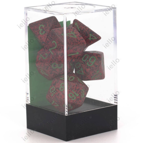 Set de 7 Dés Granite : Groseille Rouge & Vert