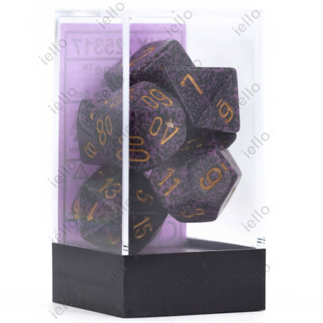 Set de 7 Dés Granite : Tempête Violette & Or