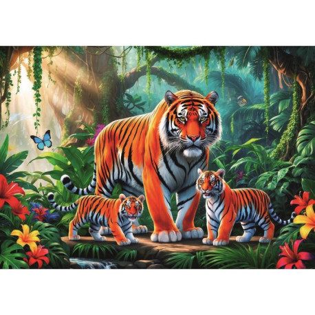 Tigre et ses 2 tigreaux Jungle