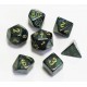 Set de 7 dés Scarab - jade/or
