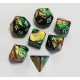Set de 7 dés Gemini - or-vert/blanc