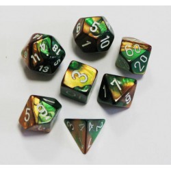 Set de 7 dés Gemini - or-vert/blanc